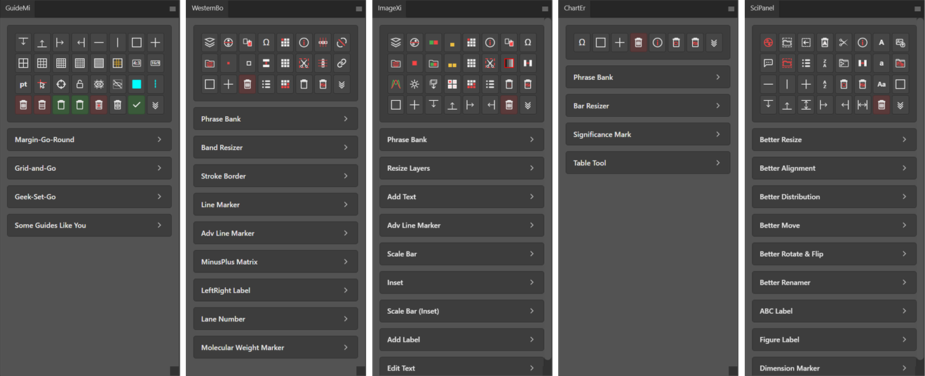 SciSuite plugin interfaces (dark theme)